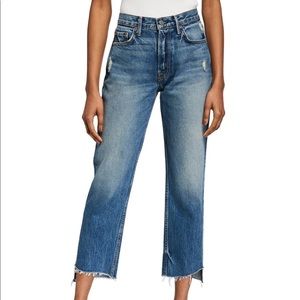 NWT GRLFRND Helena Crop in Blue Denim